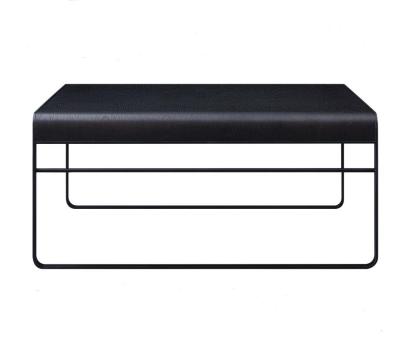 China Durable Modern Simple Design Black Nesting Tables For Living Room Furniture Square Metal Frame Wood Top Coffee Table for sale