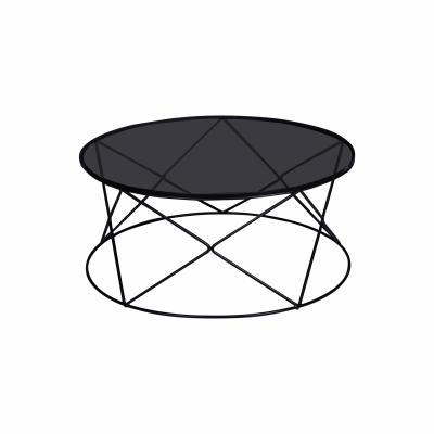 China Modern Design Durable Simple Metal Coffee Table For Living Room Diameter 80cm Round Table With Tempered Glass Top for sale