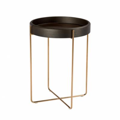 China Home Style Furniture Gold Color Wooden Tray X-Stainless Steel Movable Simple Contemporary Minimalist Base Top Side Table for sale