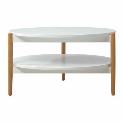 China Durable Modern Design For Home Use Living Room Furniture With Solid Wood White Round Wooden Legs Coffee Table for sale