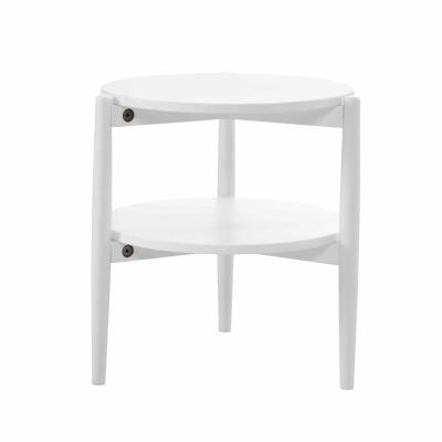 China Multifunctional modern design 2 layers tables for living room home furniture use white round wooden coffee table for sale