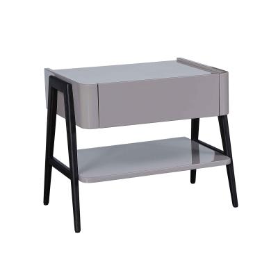 China Multifunctional Bedroom Furniture Solid Wood Nightstand In Modern Design Gray Chandelier Bedside End Table With Drawer for sale