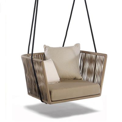 China Outdoor Patio Furniture Contemporary Style Single Seat Aluminum Frame Rattan Hanging Swing Chair for sale