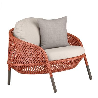 China Low Backrest One Seat Modern Leisure Style Outdoor Patio Garden Furniture Rattan Sofa for sale