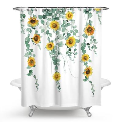 China 180X180CM Fresh flowers hand-painted polyester printing waterproof floor mat shower curtain for sale