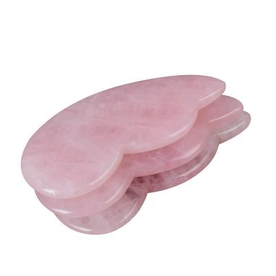 China Double Rollers/2022 Portable New Popular/Fresh/Comfortable Japan Beauty Face Slimming Rose Quartz Jade Stone Pink Crystal Gua Sha Massage Tool for sale