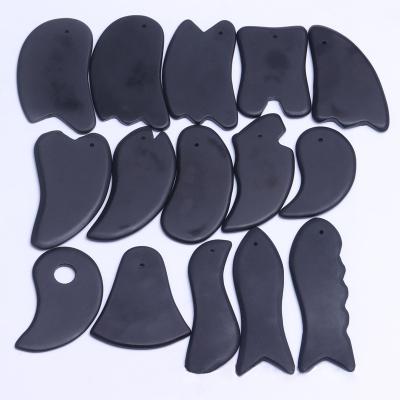 China Bian Stone Custom Logo Comb Guasha Beauty Massager Tool Black Bian Stone Gua Sha For Facial Peel for sale