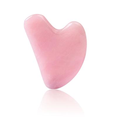 China Best Seller Facial Natural Beauty Massage Care Advanced Anti Aging Pink Rose Quartz Jade Stone Heart Shape Guasha Board Tool for sale