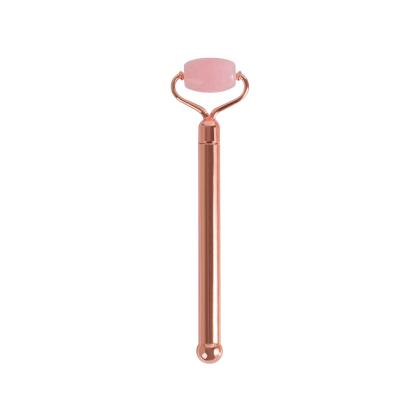 China Wholesale Rose Jade Roller Quartz Facial Stone Rose Facial Massager for sale