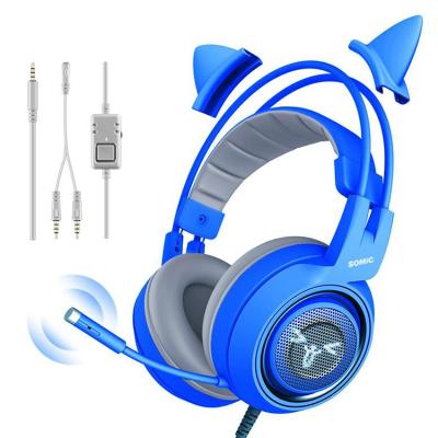 China Cat Headphones Over Ear Gaming Headphone Headset For PC PS4 Laptop Phone Earphone With Mic Noise Canceling for sale