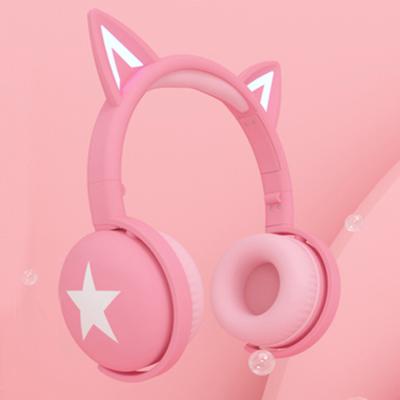 China Apple Siri Support /Detachable Cable/Glowing Cute Hi-Fi Stereo Bass 3.5mm Plug Dual Connection Headphones LED Cat Ear Kids Gift Radio Headset With MIC for sale