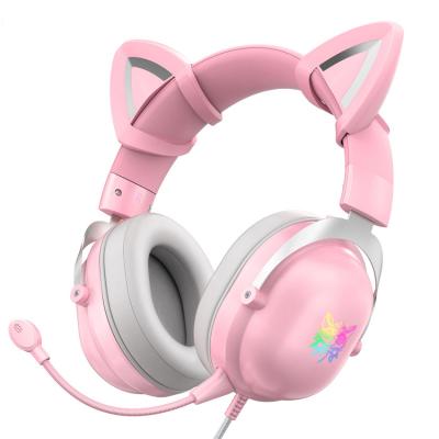 China New Earphone Pink Cat Ear Cute Girl Headset Wired PC PS4 Stereo Earbuds With Microphone LED Light For Laptop/Xbox One/PS4 for sale