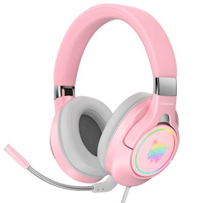 China New Earphone Gaming Headset Folding Pink Girls Wired Stereo Earbuds with MIC and LED Light up for Gamer Laptop/Xbox/PC/PS4 for sale