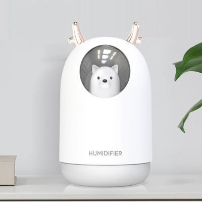 China Cute Ultrasonic Cool Air Diffuser Humidifier USB Humidifier 300ml Pet Color LED Romantic Lamp Quite Mist Large Capacity Ultrasonic Cool Fragrance Diffuser for sale