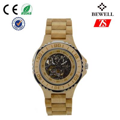 China Handmade Automatic Wooden Watch , Walnut Zebra Wood Wrist Watch for sale