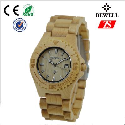 China Customized Round Face Wooden Bamboo Watch With Original Battery for sale