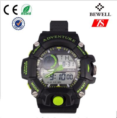 China Bewell Black Silicone Sports Watches With 18 Months Battery Life for sale