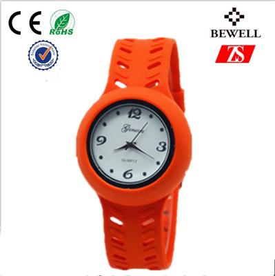 China Orange Or Brown Water Resistant Ladies Silicone Watches With Alloy Case for sale