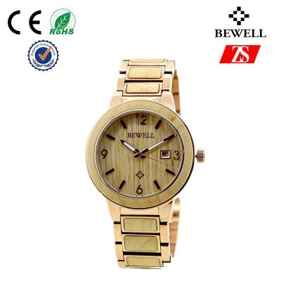 China Eco - friendly Black Or Gold Wood  And Steel Watches 12 Months Warranty for sale