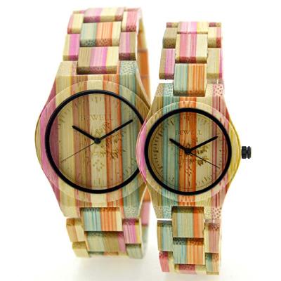 China Unisex Corlorful Bamboo Wrist Watch For Couples / Wooden Ladies Watches for sale