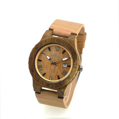 China Womens Wooden Watch With Leather Band / Ladies Wrist Watches With Wooden Watch Case for sale