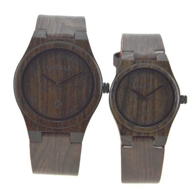 China Japanese Movement Wood Watch With Leather Band  , Tense Couple Wooden Hand Watch for sale