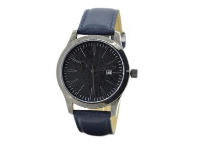 China Genuine Leather Strap Watch , Black Stainless Steel Watches For Men for sale