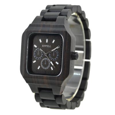 China Black Color Natural Wooden Watch / Wooden Band Watches With Harden Mineral Glass for sale