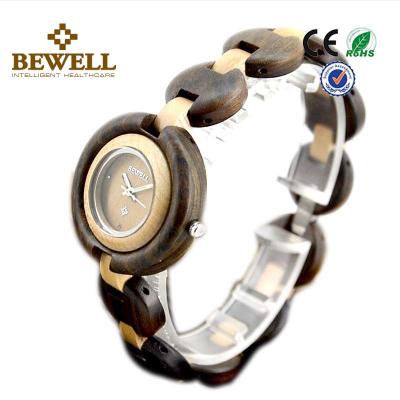 China Custom Quartz Wood Watch / Bewell Wooden Mens Watch With Black Sandalwood Case for sale