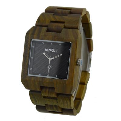 China Cool Men Wooden Strap Watch With Square Zebra Case With CE ROSH EU Certificate for sale