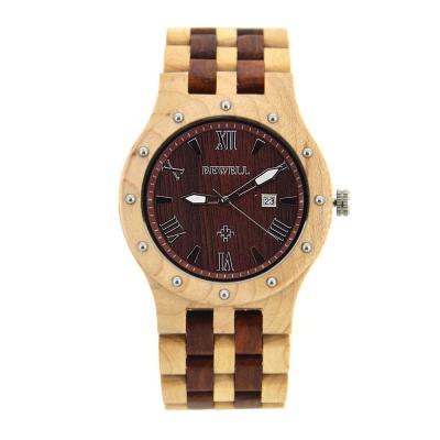 China Men Size Maple And Red Sandalwood Handmade Wooden Watches CE Rosh FSC Certificates for sale