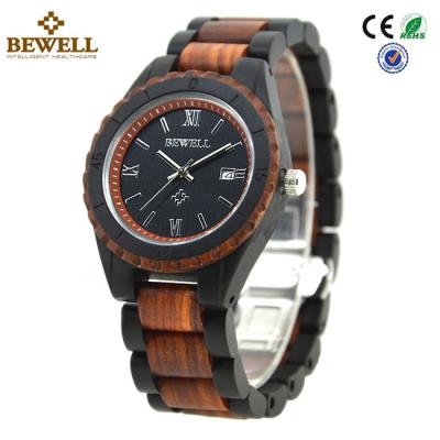 China Maple Ebony Wood And Steel Watches CE Rosh Environmentally Friendly for sale