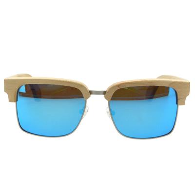 China Semi Frame Maple Wood Sunglasses Polarized Blue Lens Eco Friendly for sale