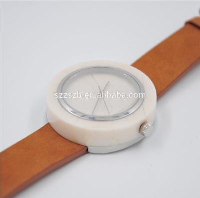 China Charming Marble Wrist Watches 100% Natural Wood Or Stainless Steel Back Case for sale