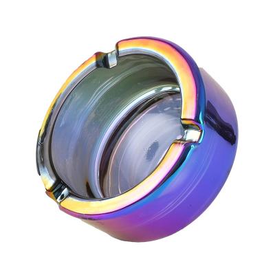 China WOWO TECH CLASSIC High Quality Stray Glass Plate Round 85MM Crystal Glass Cigar Ashtray Ash Tray Holder in Rainbow for sale