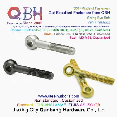 China QBH DIN 444 HDG YZP Black Plain Swing Eyelet O-Ring Knuckle Fisheye Eye Bolt for sale