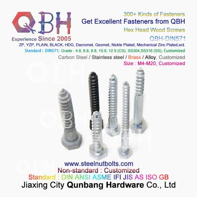 China DIN 571 Hex Wood Screws Black CL6.8 Steel Nut Bolts for sale