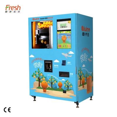 China Blue Squeezed Hotels Orange Juice Vending Machine With Big Window for sale