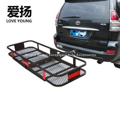 China 500LBS Hitch Mount Bulk Foldable Steel Rear Cargo Carrier Car Luggage Rack Cargo for sale