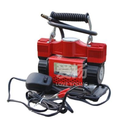 China Lubricated Dual Cylinder DC 12V Tire Inflator Pump / Mini Car Air Compressor for sale