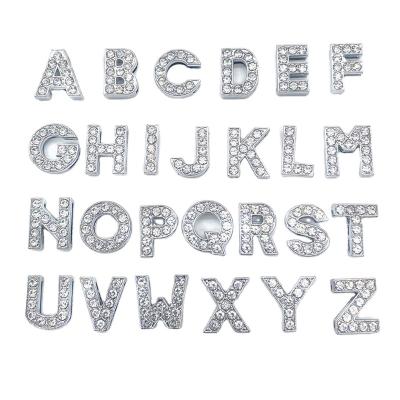 China Letters Diamond Shoe Decorations Eco-froendly shoe decoration accessories metal alphabet flash charm for sale