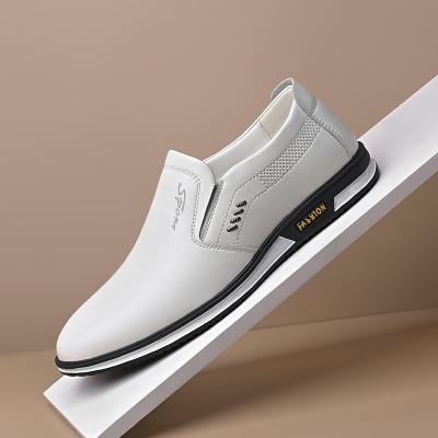 China British Men's Leather Stylish Shoes Slip-On White Formal Shoes Breathable Waterproof Factory Low Price Wholesale Men's Leather Shoes for sale