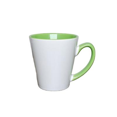 China Empty Sublimation 12oz Rim Sublimation Color Ceramic Coffee Mug Viable Coated Inner Funnel Shaped Sublimation Mug for sale