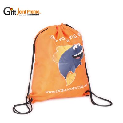 China Customized Wholesale Waterproof Polyester LOGO Printed String Backpack Drawstring Bag for sale