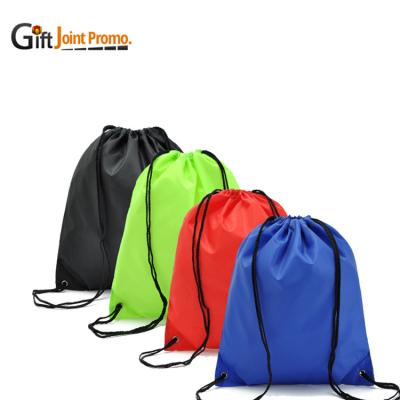 China Sports Gym String Bag Polyester Drawstring Disposable Cheap Advertising Backpack for sale