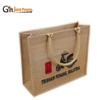 China Wholesale Customized Eco - Friendly Rope Handle Jute Shopping Bag for sale