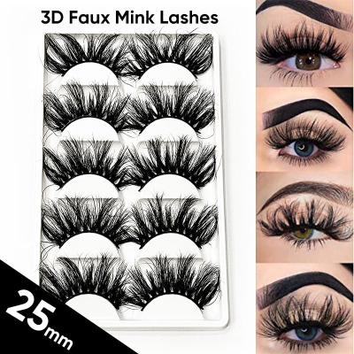 China Deeply 5 Pairs Style Mixed Pack Set 25mm 3D Real Mink False Fake Eyelashes Extensions for sale