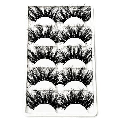 China Full Volume 5 Pairs Long Mink False 3D Length 25mm Fake Eyelash Extensions Bonded Set Makeup Extra Adhesive for sale