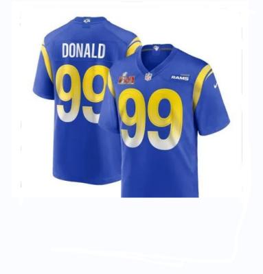 China 2022 Latest Los Angeles RAM DONALD 99 Antibacterial Jersey With Super Bowl Lvi Logo American Football Rams Jersey for sale