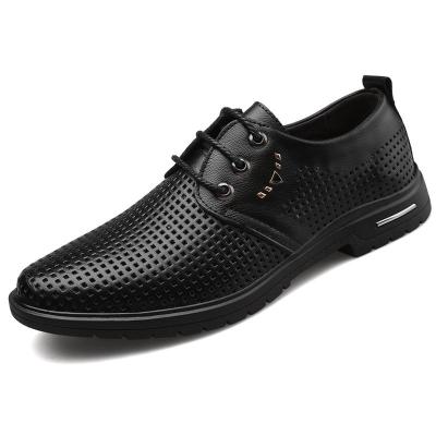 China 2021 new men's business leather shoes formal leather shoes anti-slip perforated sandals 100 turn hollow shoes a generation of hair for sale